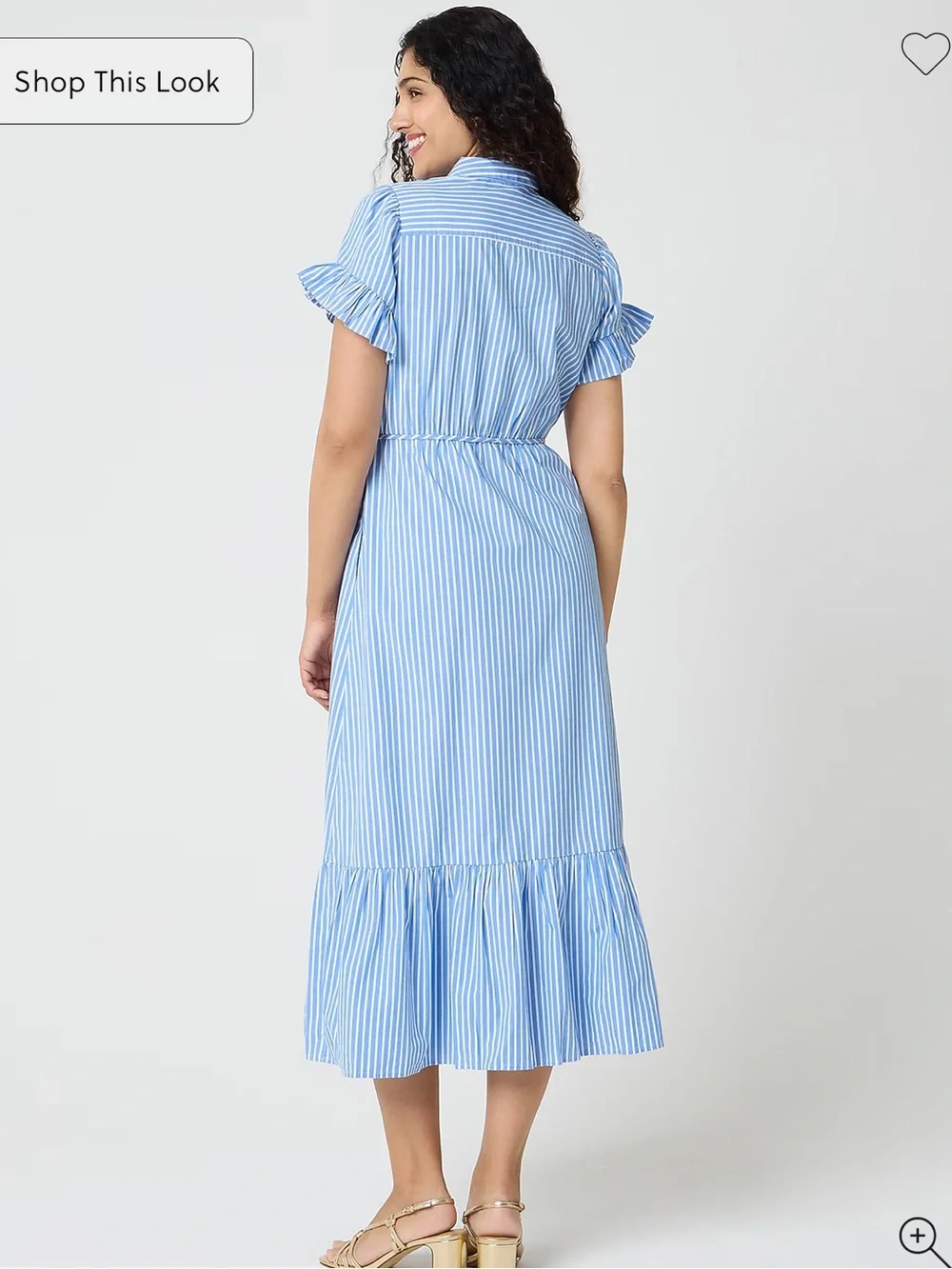 NWT J. Crew Ruffle Sleeve Blue and White Striped Shirt Maxi Dress - Size 6